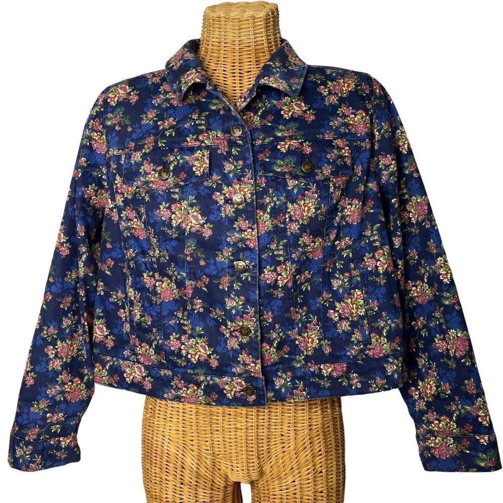 Woman Within Navy Floral Jean Jacket